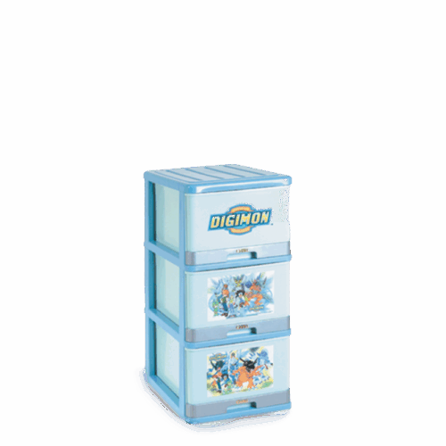 LEMARI PLASTIK ANAK 3 SUSUN GREEN LEAF DIGIMON 7902-L3DG