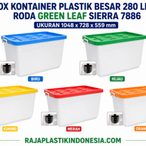 BOX KONTAINER PLASTIK BESAR 280 LITER RODA GREEN LEAF SIERRA 7886: Solusi Penyimpanan dan Distribusi Barang Skala Besar yang Praktis, Kuat, dan Mudah Dipindahkan