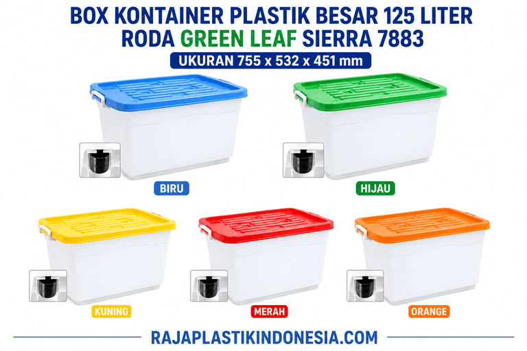 BOX KONTAINER PLASTIK BESAR 125 LITER RODA GREEN LEAF SIERRA 7883 | RAJA PLASTIK INDONESIA