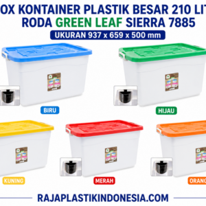 BOX KONTAINER PLASTIK BESAR 210 LITER RODA GREEN LEAF SIERRA 7885: Solusi Penyimpanan Praktis, Besar, dan Mudah Dipindahkan