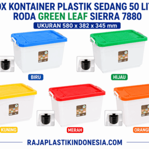 BOX KONTAINER PLASTIK SEDANG 50 LITER RODA GREEN LEAF SIERRA 7880