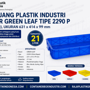 KERANJANG PLASTIK INDUSTRI 21 LITER GREEN LEAF TIPE 2290 P (2) KERANJANG PLASTIK INDUSTRI 21 LITER GREEN LEAF TIPE 2290 P, UKURAN 631 x 414 x 99 mm: Solusi Wadah Penyimpanan Industrial Berkualitas Tinggi untuk Gudang, Pabrik, Logistik, Retail & Industri Modern