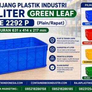 KERANJANG PLASTIK INDUSTRI 47 LITER GREEN LEAF TIPE 2292 P KERANJANG PLASTIK INDUSTRI 47 LITER GREEN LEAF TIPE 2292 P, UKURAN 631 x 414 x 217 mm – Solusi Container Plastik Heavy Duty untuk Penyimpanan dan Distribusi Barang Industri