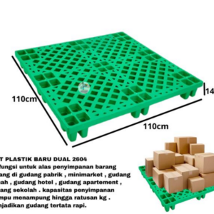 JUAL PALLET PLASTIK BARU GREEN LEAF 2604 UKURAN 110x110x14 CM: Solusi Pallet Plastik Heavy Duty untuk Kebutuhan Industri Modern
