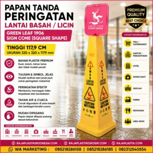 PAPAN TANDA PERINGATAN LANTAIBASAH LICIN GREEN LEAF 1906 SIGN CONE (SQUARE SHAPE) PAPAN TANDA PERINGATAN LANTAI BASAH / LICIN GREEN LEAF 1906 SIGN CONE (SQUARE SHAPE) TINGGI 117,9 CM | RAJA PLASTIK INDONESIA