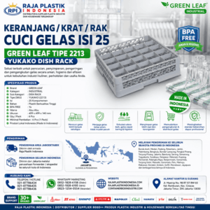 RAK CUCI GELAS PLASTIK YUKAKO 2213 KERANJANG / KRAT / RAK CUCI GELAS ISI 25 GREEN LEAF TIPE 2213 YUKAKO DISH RACK