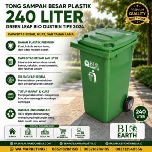 TONG SAMPAH BESAR PLASTIK 240 LITER GREEN LEAF BIO DUSTBIN TIPE 2024: Solusi Tempat Sampah Outdoor Berkapasitas Besar untuk Industri, HORECA, Perkantoran, Rumah Sakit, dan Fasilitas Umum