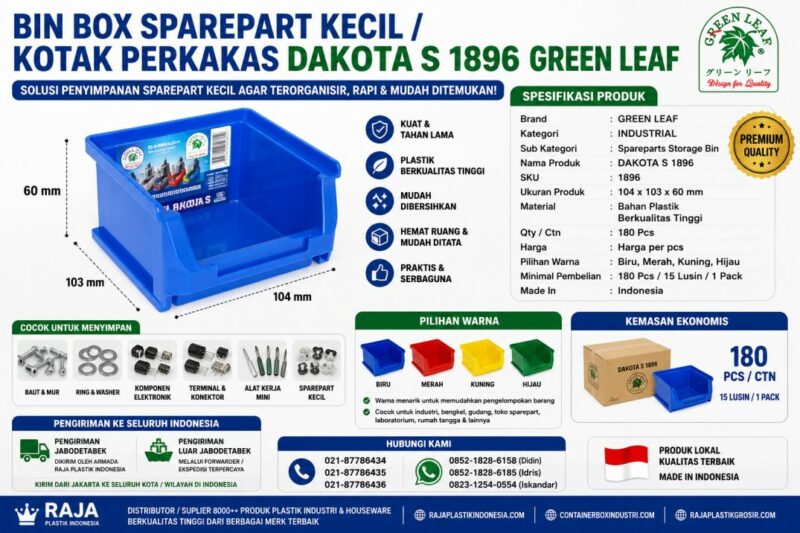 BIN BOX SPAREPART KECIL KOTAK PERKAKAS DAKOTA S 1896 GREEN LEAF | RAJA PLASTIK INDONESIA