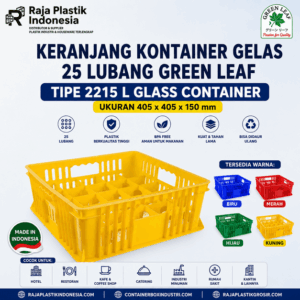KERANJANG KONTAINER GELAS 25 LUBANG GREEN LEAF TIPE 2215 L UKURAN 405 x 405 x 150 mm | RAJA PLASTIK INDONESIA