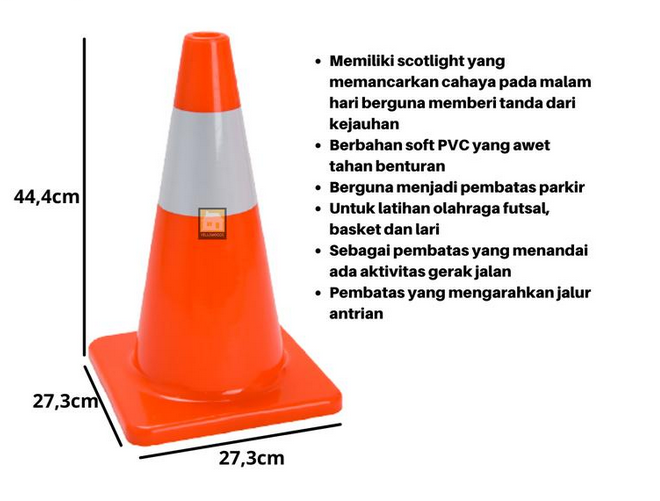 KERUCUT LALU LINTAS / SIGN TRAFFIC CONE / ROAD SAFETY CONE / CONSTRUCTION CONE / TRAFFIC PYLON MERK GREEN LEAF TIPE 1909