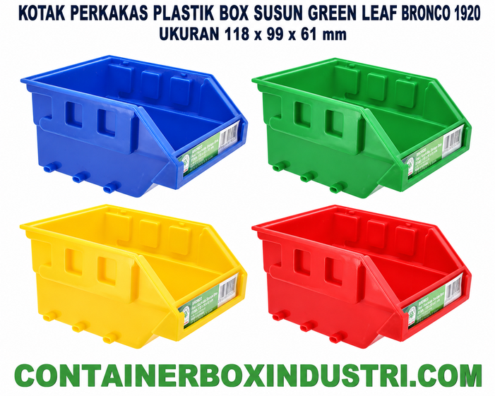 KOTAK PERKAKAS PLASTIK BOX SUSUN GREEN LEAF TIPE BRONCO 1920 UKURAN 118 x 99 x 61 mm | RAJA PLASTIK INDONESIA