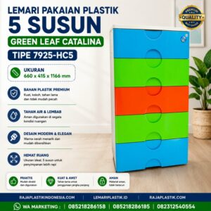 LEMARI PAKAIAN PLASTIK 5 SUSUN GREEN LEAF CATALINA TIPE 7925-HC5: Solusi Tepat untuk Menata Pakaian dengan Rapi dan Praktis