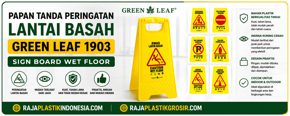 Jual PAPAN TANDA PERINGATAN LANTAI BASAH GREEN LEAF 1903 SIGN BOARD WET FLOOR Berkualitas di RAJA PLASTIK INDONESIA