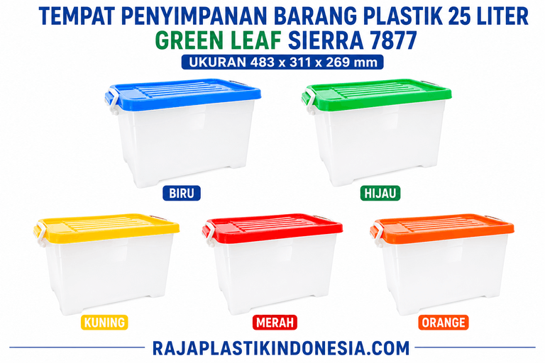 TEMPAT PENYIMPANAN BARANG PLASTIK 25 LITER GREEN LEAF SIERRA 7877