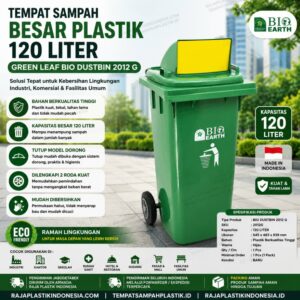 TEMPAT SAMPAH BESAR PLASTIK 120 LITER GREEN LEAF BIO DUSTBIN 2012 G – Solusi Tempat Sampah Industri, HORECA, dan Fasilitas Umum Berkualitas Tinggi