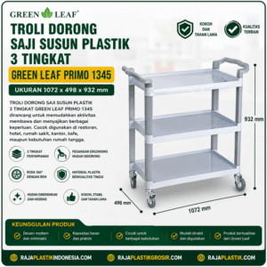 TROLI DORONG SAJI SUSUN PLASTIK 3 TINGKAT GREEN LEAF PRIMO 1345 (2) Jual TROLI DORONG SAJI SUSUN PLASTIK 3 TINGKAT GREEN LEAF PRIMO 1345 Berkualitas di Indonesia