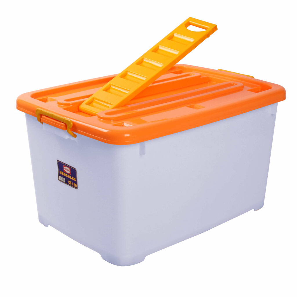 BOX CONTAINER PLASTIK BESAR 150 LITER + HANDLE SHINPO HERCULES – SIP 119 H CB 150 | UKURAN 83,5 x 58,7 x 45 cm | JUAL HARGA GROSIR KE SELURUH INDONESIA