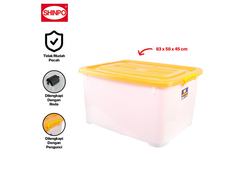 BOX CONTAINER PLASTIK BESAR 150 LITER + HANDLE SHINPO HERCULES – SIP119H CB150 | UKURAN 83,5 x 58,7 x 45 cm | JUAL HARGA GROSIR KE SELURUH INDONESIA