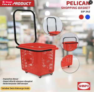 KERANJANG BELANJA RODA SHINPO TIPE PELICAN – SIP 342 | KERANJANG PLASTIK SERBAGUNA | JUAL HARGA GROSIR KE SELURUH INDONESIA