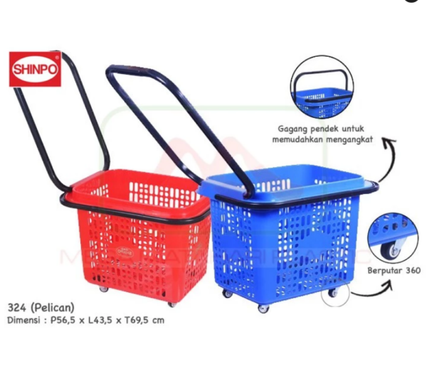 KERANJANG BELANJA RODA SHINPO TIPE PELICAN – SIP 342 | KERANJANG PLASTIK SERBAGUNA | JUAL HARGA GROSIR KE SELURUH INDONESIA