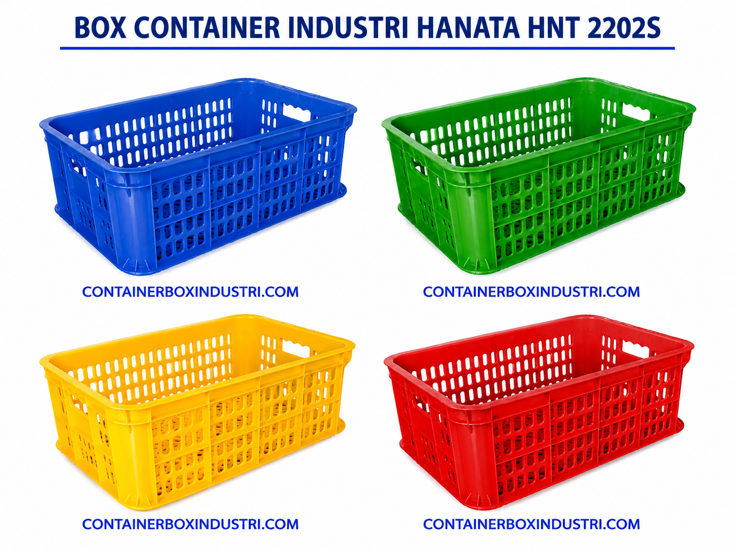 BOX CONTAINER INDUSTRI PLASTIK BERLUBANG HANATA 2202S (SMALL) 52x37x19 CM | RAJA PLASTIK INDONESIA