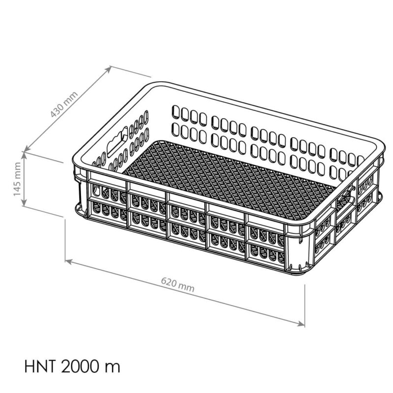 BOX CONTAINER INDUSTRI PLASTIK BERLUBANG HANATA 2000M (MEDIUM) UKURAN 62x43x14,5 CM | RAJA PLASTIK INDONESIA