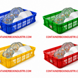 BOX CONTAINER INDUSTRI PLASTIK BERLUBANG HANATA 2000M (MEDIUM) UKURAN 62x43x14,5 CM | RAJA PLASTIK INDONESIA