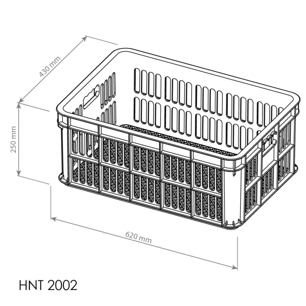 BOX CONTAINER INDUSTRI PLASTIK BERLUBANG HANATA HNT 2002 UK.62 x 43 x 25 CM