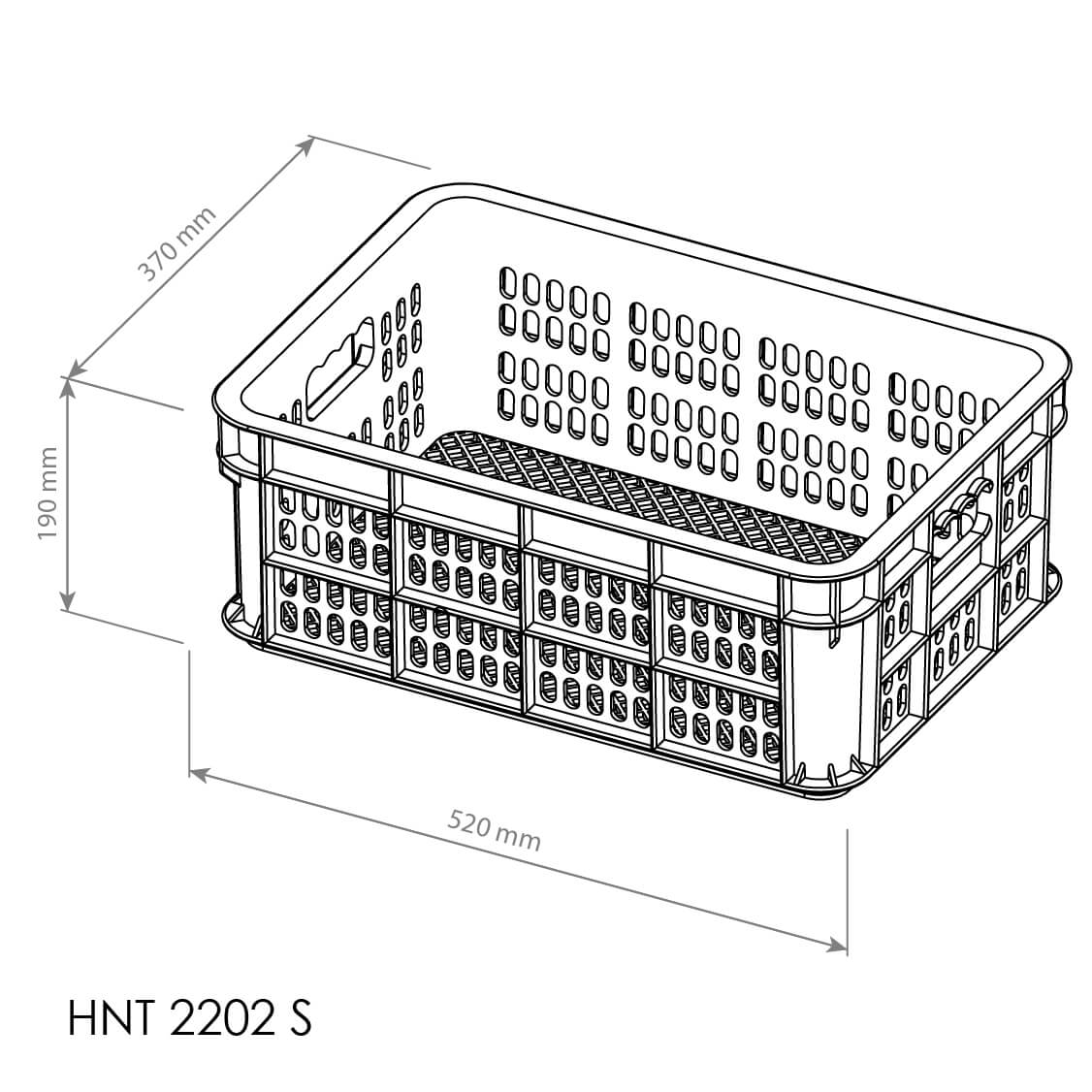 BOX CONTAINER INDUSTRI PLASTIK BERLUBANG HANATA 2202S (SMALL) 52x37x19 CM | RAJA PLASTIK INDONESIA