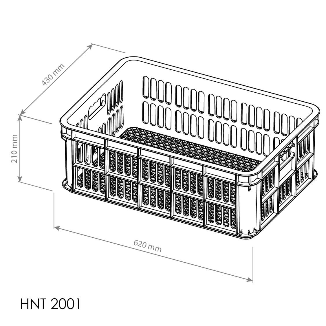 BOX CONTAINER INDUSTRI KECIL PLASTIK BERLUBANG HANATA HNT 2001 UKURAN 620 x 430 x 215 MM: Solusi Penyimpanan Praktis dan Efisien untuk Kebutuhan Industri