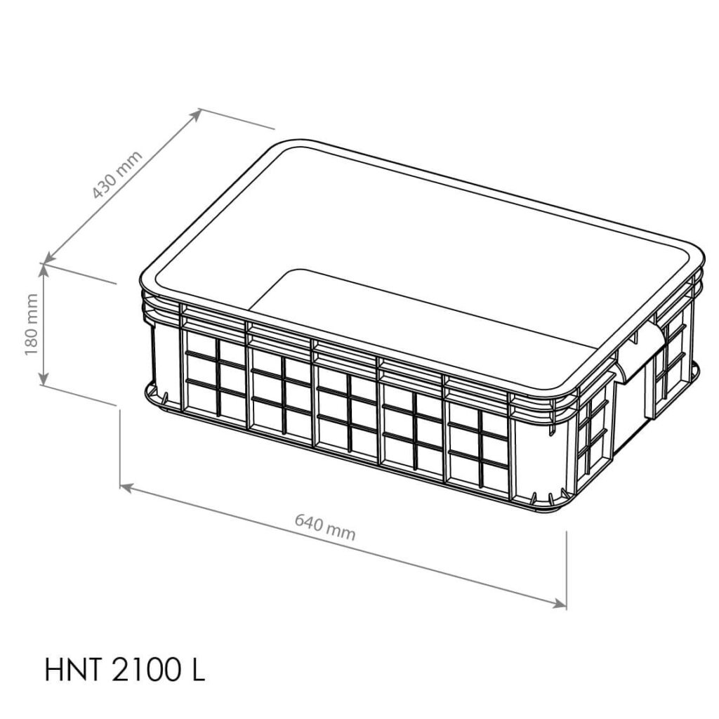 BOX CONTAINER INDUSTRI PLASTIK RAPAT SERBAGUNA HANATA HNT 2100L UKURAN 64x43x18 CM: Solusi Penyimpanan Praktis dan Efisien untuk Industri Modern
