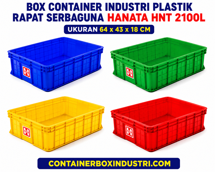 BOX CONTAINER INDUSTRI PLASTIK RAPAT SERBAGUNA HANATA HNT 2100L UKURAN 64x43x18 CM: Solusi Penyimpanan Praktis dan Efisien untuk Industri Modern