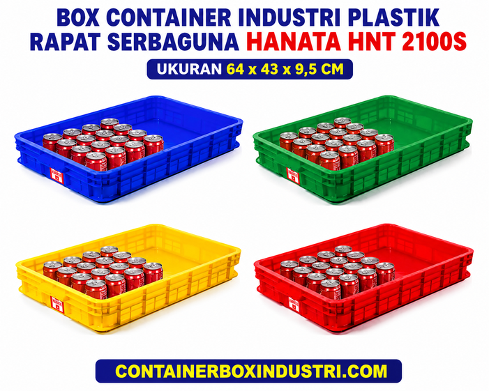 BOX CONTAINER INDUSTRI PLASTIK RAPAT SERBAGUNA HANATA HNT 2100S UKURAN 64x43x9,5 CM: Solusi Penyimpanan Praktis untuk Industri, Distribusi, dan Retail Modern