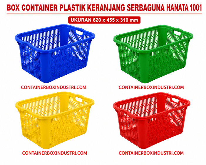 BOX CONTAINER PLASTIK KERANJANG SERBAGUNA HANATA HNT 1001 UKURAN 620 x 455 x 310 MM: Solusi Container Plastik Serbaguna Berkualitas Tinggi