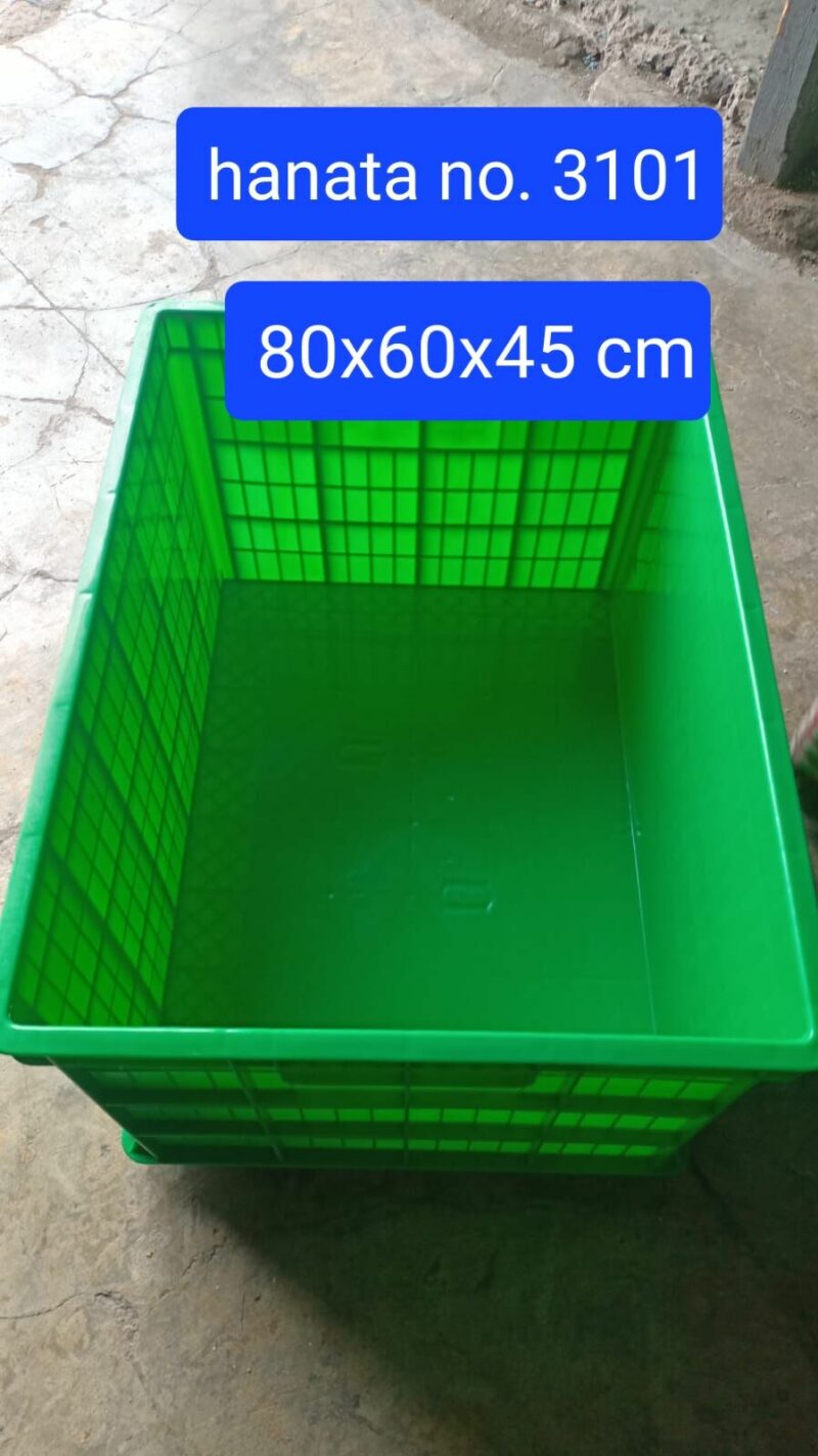 CONTAINER BOX INDUSTRI BESAR RAPAT RODA HANATA 3101 VOLUME 200 LITER UKURAN 80 x 60 x 45 CM | RAJA PLASTIK INDONESIA