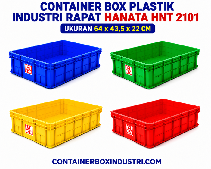 CONTAINER BOX PLASTIK INDUSTRI RAPAT HANATA HNT 2101 UKURAN 64x43,5x22 CM: Solusi Penyimpanan Praktis dan Higienis untuk Berbagai Kebutuhan Industri