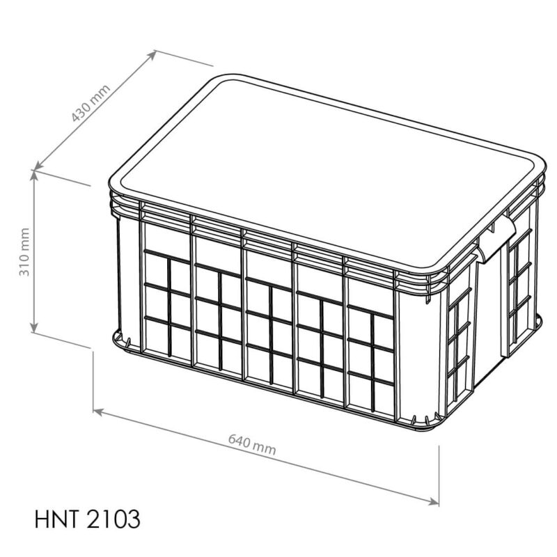 CONTAINER BOX PLASTIK INDUSTRI RAPAT HANATA HNT 2103 UKURAN 64x43,5x31 CM: Solusi Penyimpanan Industri yang Kuat, Higienis, dan Kapasitas Besar
