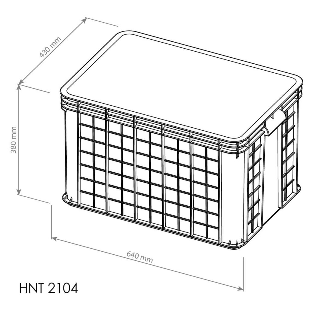 CONTAINER BOX PLASTIK BESAR INDUSTRI RAPAT HANATA HNT 2104 UKURAN 64x43x38 CM: Solusi Penyimpanan Industri yang Kuat, Higienis, dan Tahan Lama