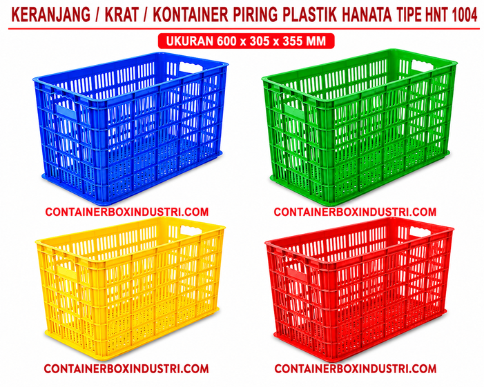 KERANJANG / KRAT / KONTAINER PIRING BOX PLASTIK HANATA TIPE HNT 1004 UKURAN 600 x 305 x 355 mm | RAJA PLASTIK INDONESIA