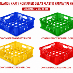 KERANJANG / KRAT / KONTAINER GELAS BOX PLASTIK ISI 25 HANATA TIPE HNT 1003 UKURAN 41 x 41 x 15 CM | RAJA PLASTIK INDONESIA