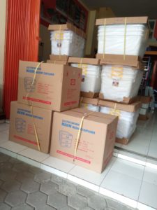 Pengiriman Box Container Shinpo ke Customer di Manado-Sulut oleh Tim RAJA PLASTIK INDONESIA via Perusahaan Ekspedisi di Lodan-Jakarta Utara