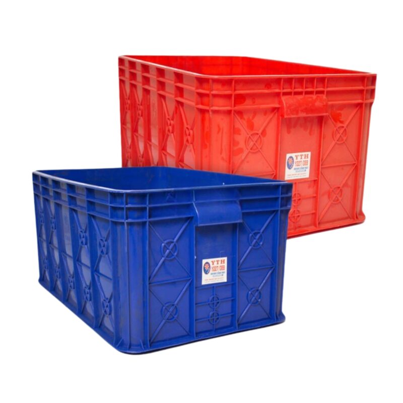 Container Box Plastik Industri Rapat Ori Grade Biru Merah YTH-19B Ukuran 61x41x24 cm | Raja Plastik Indonesia
