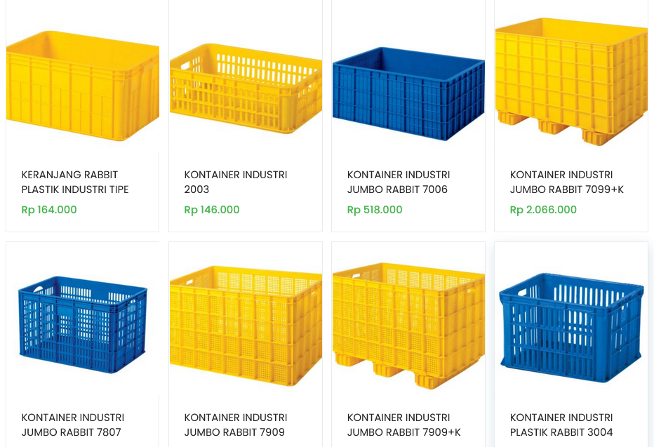 JUAL CONTAINER BOX PLASTIK INDUSTRI RABBIT | DISTRIBUTOR RESMI PABRIK RABBIT | BERBAGAI UKURAN DAN HARGA | RAJA PLASTIK INDONESIA