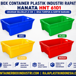 BOX CONTAINER PLASTIK INDUSTRI RAPAT HANATA HNT 6101(1) BOX CONTAINER PLASTIK INDUSTRI RAPAT HANATA HNT 6101 UKURAN 58x38x21,5 CM | RAJA PLASTIK INDONESIA
