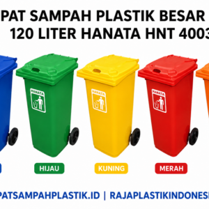 TEMPAT SAMPAH PLASTIK BESAR RODA 120 LITER HANATA HNT 4003(1) TEMPAT SAMPAH PLASTIK BESAR RODA 120 LITER HANATA HNT 4003: Solusi Tempat Sampah Outdoor Berkualitas untuk Lingkungan Bersih dan Tertata