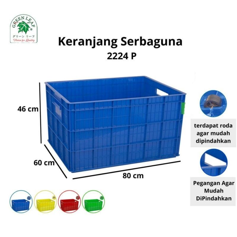 BOX CONTAINER PLASTIK INDUSTRI 140 LITER GL 2224 P + RODA