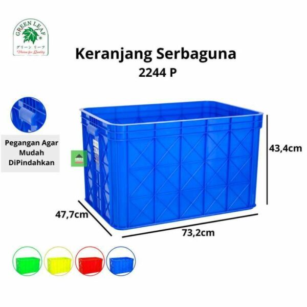 CONTAINER BOX INDUSTRI RAPAT 132 LITER GL TIPE 2244 P | KERANJANG PLASTIK WADAH INDUSTRI UKURAN 73,2 x 47,7 x 43,4 CM