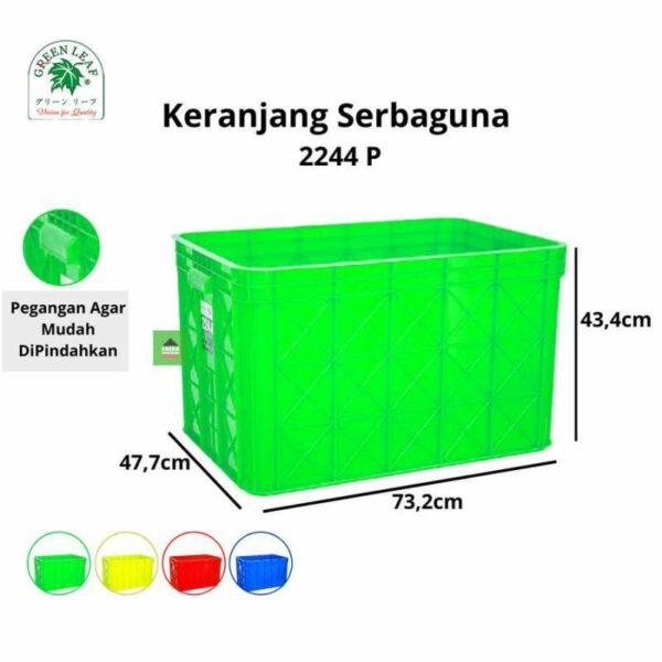 CONTAINER BOX INDUSTRI RAPAT 132 LITER GL TIPE 2244 P | KERANJANG PLASTIK WADAH INDUSTRI UKURAN 73,2 x 47,7 x 43,4 CM