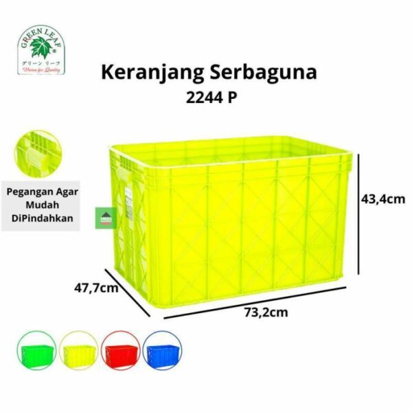 CONTAINER BOX INDUSTRI RAPAT 132 LITER GL TIPE 2244 P | KERANJANG PLASTIK WADAH INDUSTRI UKURAN 73,2 x 47,7 x 43,4 CM
