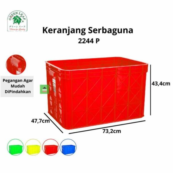 CONTAINER BOX INDUSTRI RAPAT 132 LITER GL TIPE 2244 P | KERANJANG PLASTIK WADAH INDUSTRI UKURAN 73,2 x 47,7 x 43,4 CM